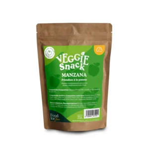 Snack de Manzana Deshidratada 100% natural, bajo en calorías, ideal para digestión y salud bucal en perros.