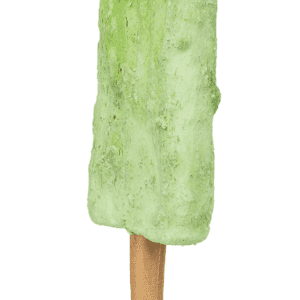 Polo de helado verde con muslo de pollo