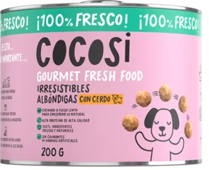 Alb&oacute;ndigas de cerdo para perros Cocosi 200g alimento natural y jugoso