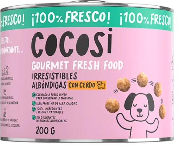 Albóndigas de cerdo para perros Cocosi 200g alimento natural y jugoso