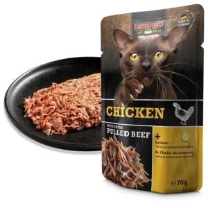 LEONARDO Chicken + extra Pulled Beef para gatos 100% natural