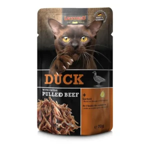 LEONARDO Duck + extra Pulled Beef para gatos 100% natural