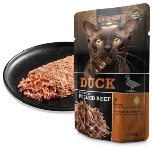 LEONARDO Duck + extra Pulled Beef para gatos 100% natural