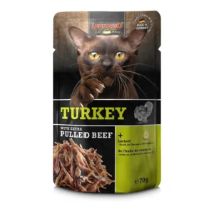 LEONARDO Turkey + extra Pulled Beef para gatos 100% natural