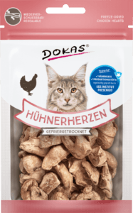 snack de corazones de pollo para gatos