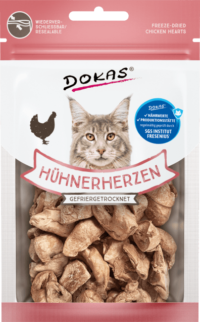 snack de corazones de pollo para gatos