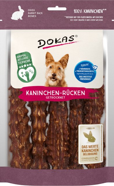 snack de dorso de conejo para perros