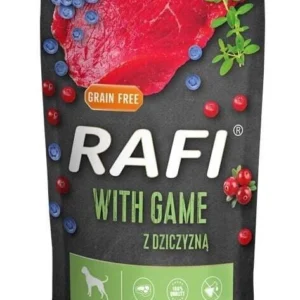 Rafi with game comida húmeda en pouch para perros adultos