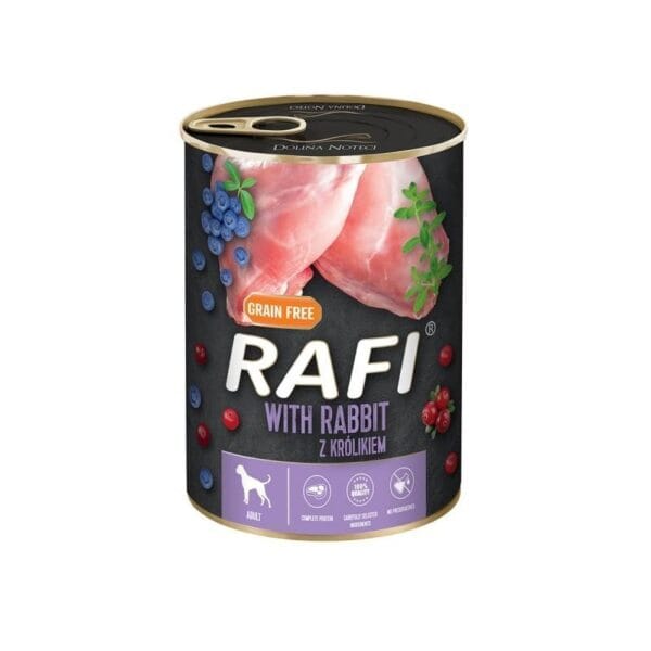 Rafi with rabbit 500g comida húmeda en lata para perros adultos