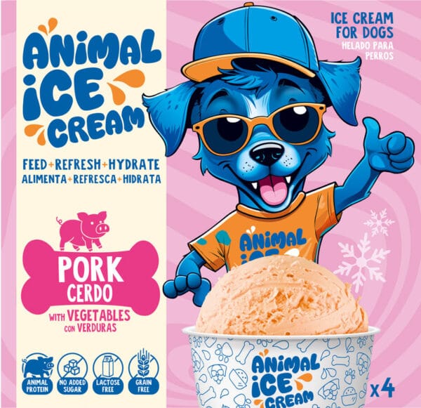 Animal Ice Cream Pork helado para perros de cerdo con verduras