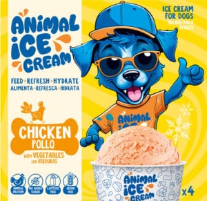 Animal Ice Cream Chicken, helado para perros de pollo con verduras sin lactosa