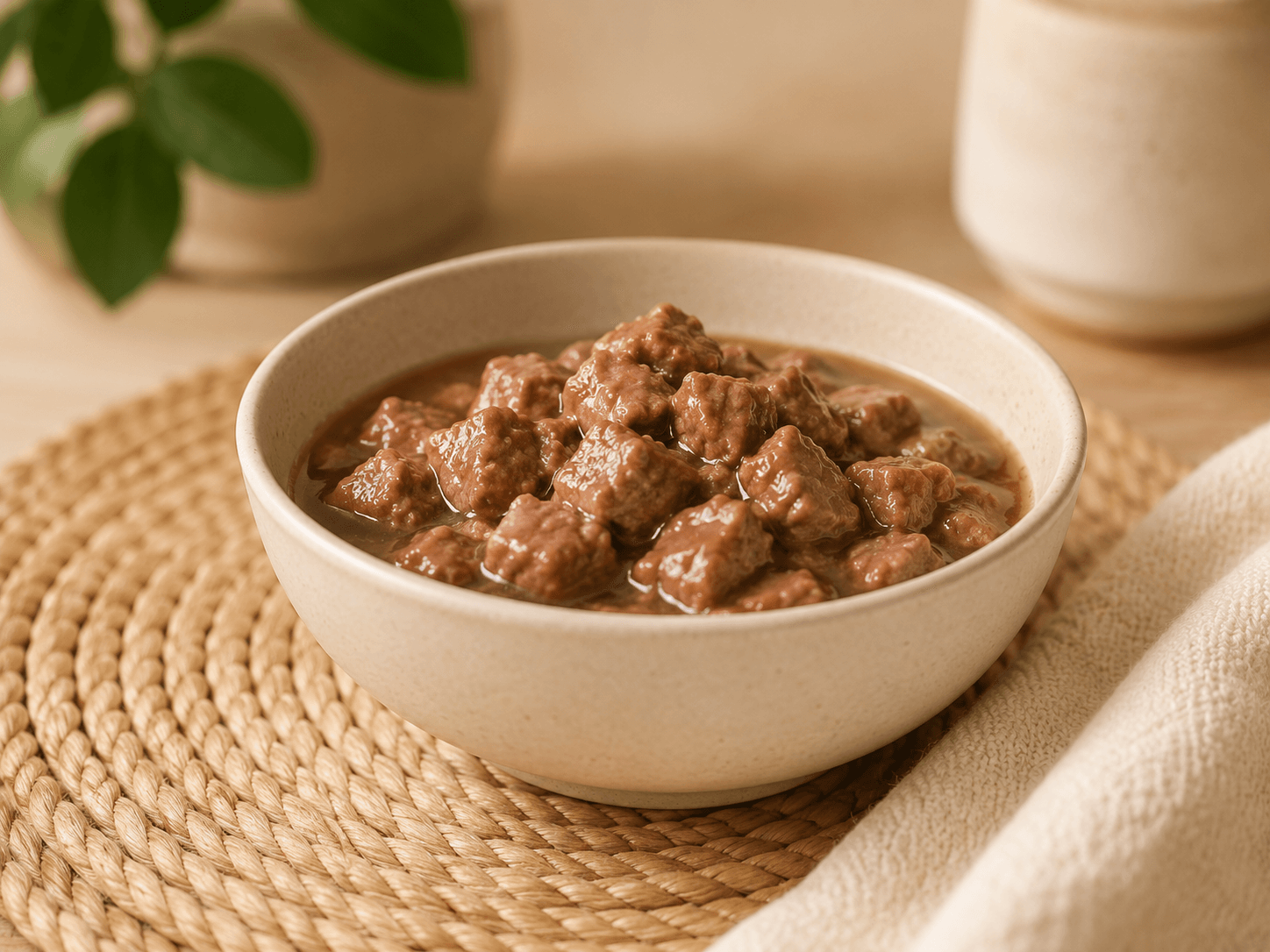 Cuenco de comida húmeda para gatos con textura natural